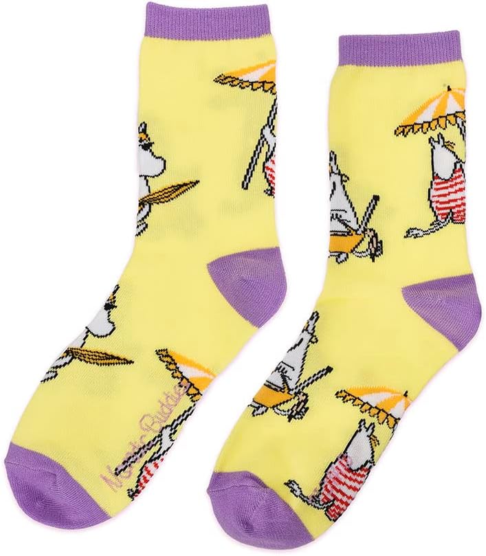 Snorkmaiden At The Beach Ladies Moomin Socks, Yellow, EU36-42, UK3-9 - Aamu.co.uk - NordicBuddies - Aamu.co.uk