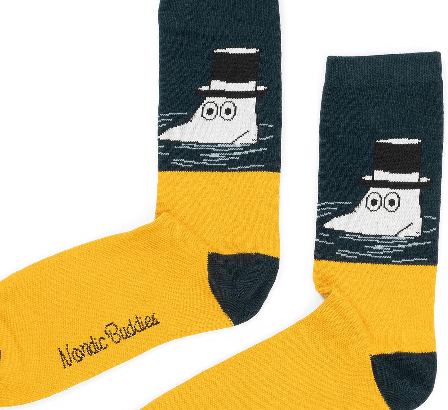Moominpappa Swimming Men's Moomin Socks, Petrol/Yellow, EU40-45, UK6.5-10 - Aamu.co.uk - NordicBuddies - Aamu.co.uk