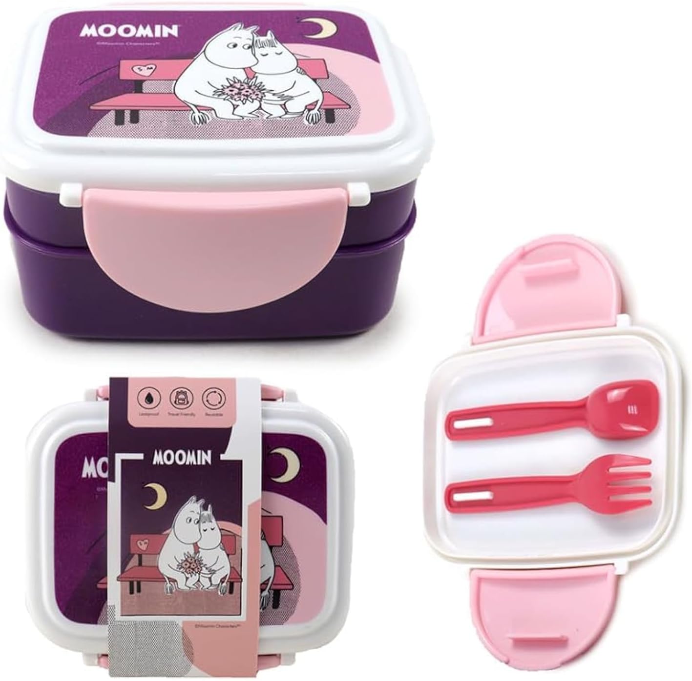Moomin Clip Lock Stacked Lunch Box with Cutlery - Aamu.co.uk - Puckator