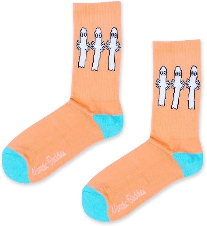 Hattifatteners Retro Men Moomin Socks - Peach - Size EU40-45, UK6.5-10 - Aamu.co.uk - NordicBuddies - Aamu.co.uk