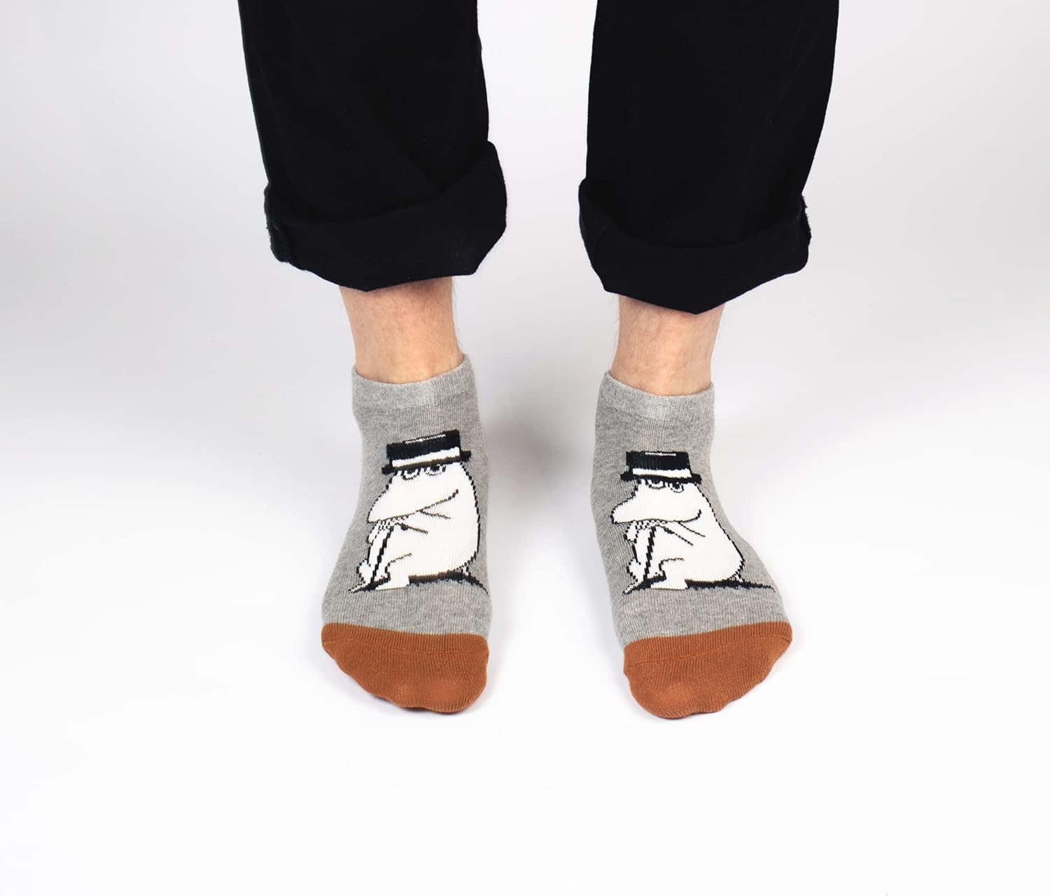 Moominpappa Wondering Men's Moomin Ankle Socks, Grey, EU40-45, UK6.5-10 - Aamu.co.uk - NordicBuddies - Aamu.co.uk