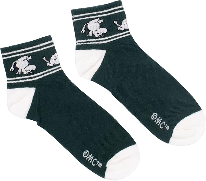 Moomintroll Running Men's Moomin Retro Ankle Socks, Forest Green, EU40-45 - Aamu.co.uk - NordicBuddies - Aamu.co.uk