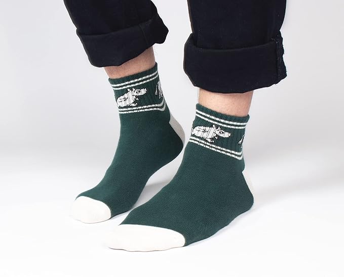 Moomintroll Running Men's Moomin Retro Ankle Socks, Forest Green, EU40-45 - Aamu.co.uk - NordicBuddies - Aamu.co.uk