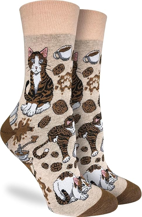 Good Luck Sock Women's Cat& Coffee Socks, Adult - Aamu.co.uk - Good Luck Socks - Aamu.co.uk