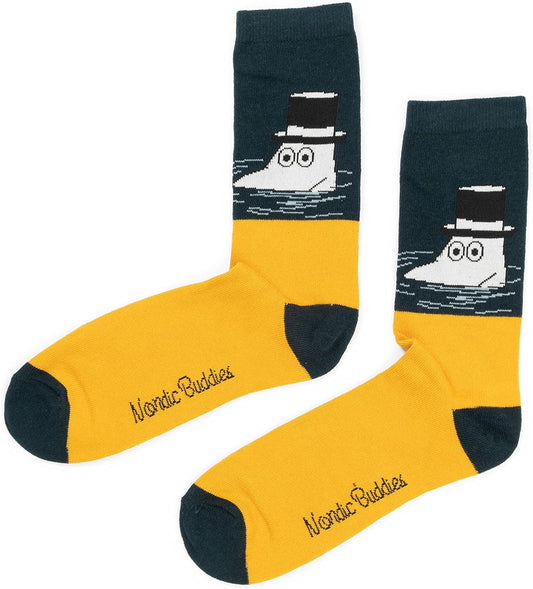 Moominpappa Swimming Men's Moomin Socks, Petrol/Yellow, EU40-45, UK6.5-10 - Aamu.co.uk - NordicBuddies - Aamu.co.uk
