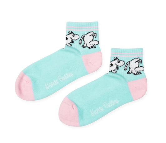 Moomin Retro Ladies Ankle Socks, Pastel Mint and Light Pink, EU36-42, UK3-9 - Aamu.co.uk - NordicBuddies - Aamu.co.uk
