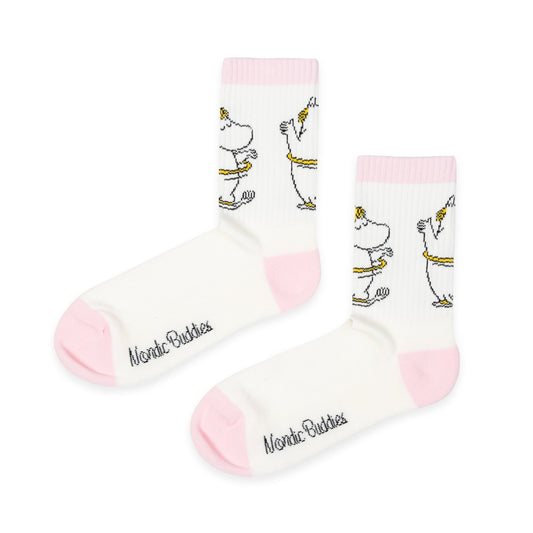 Snorkmaiden Dancing, Ladies Retro Socks, Pink/White, EU36-42 - Aamu.co.uk - NordicBuddies